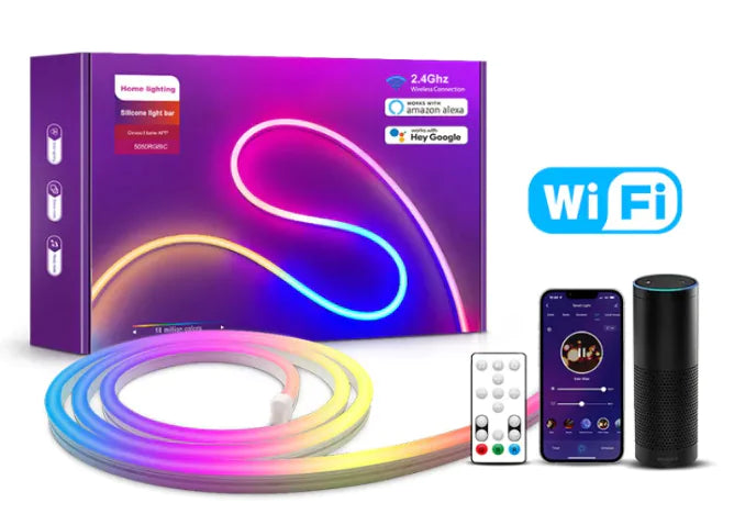 Tira de neón LED de silicona inteligente con Wi-Fi