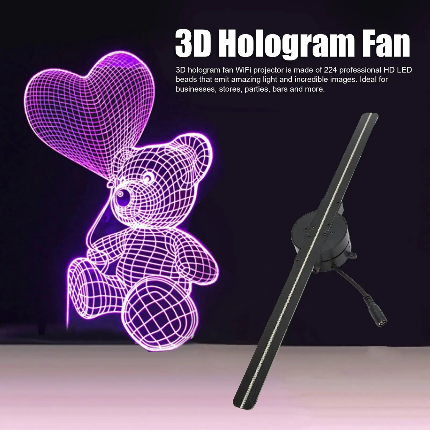 Ventilador con holograma LED 3D