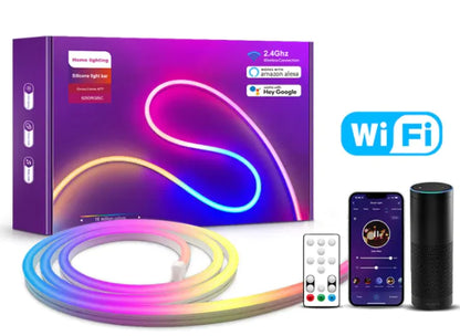 Tira de neón LED de silicona inteligente con Wi-Fi